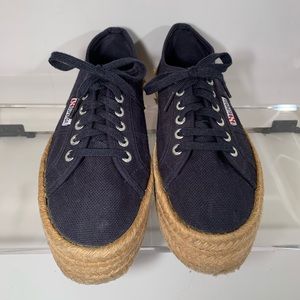 Superga Women’s Navy Blue Platform Rope Sneakers || Size 10 ||